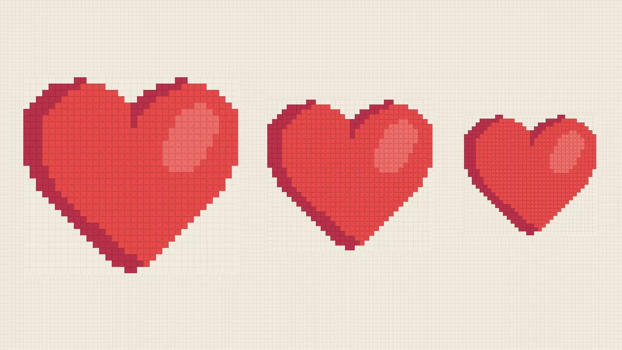 The same heart pattern drawn at 11, 14 and 18-count
