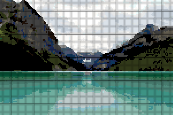 Lake Louise as a cross stitch pattern